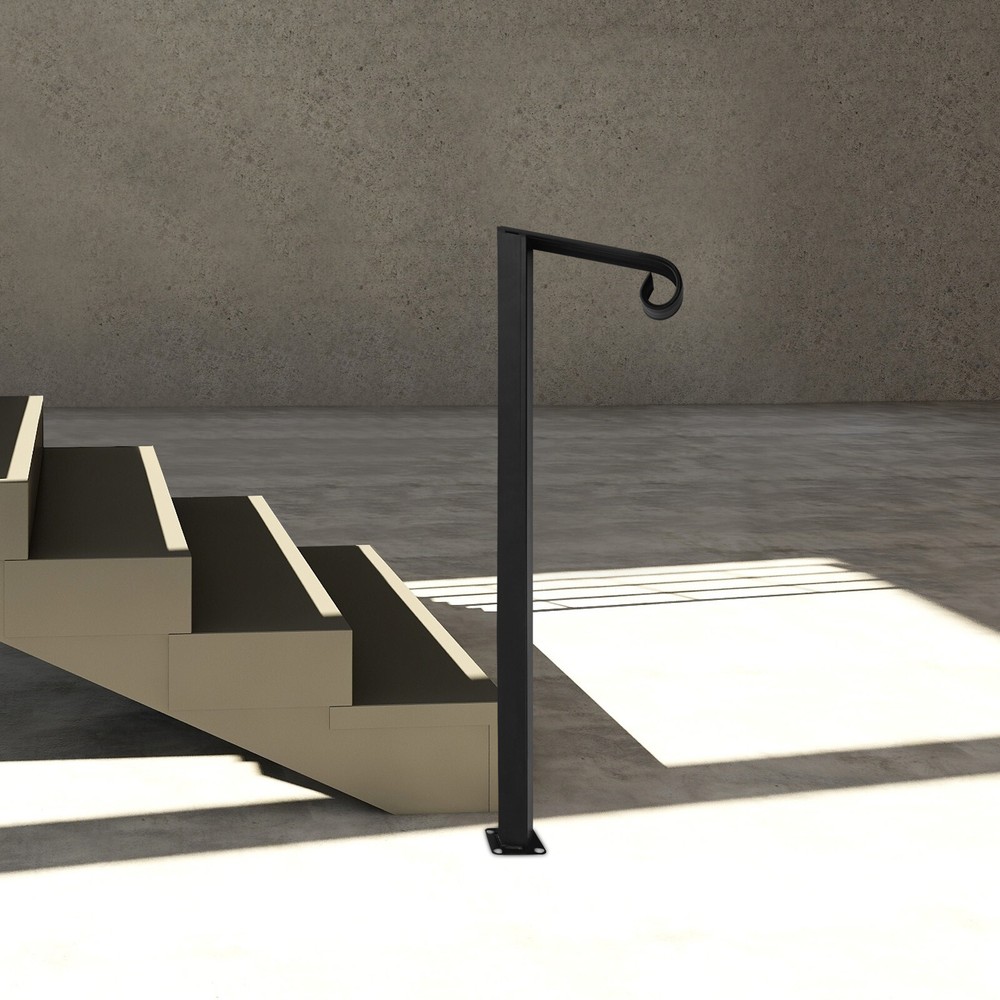 Single Post Handrail Stairs Railing Handrail For 1 or 2 Steps Handrail Metal NEW