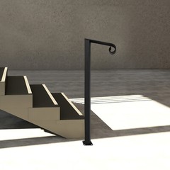 Single Post Handrail Stairs Railing Handrail For 1 or 2 Steps Handrail Metal NEW