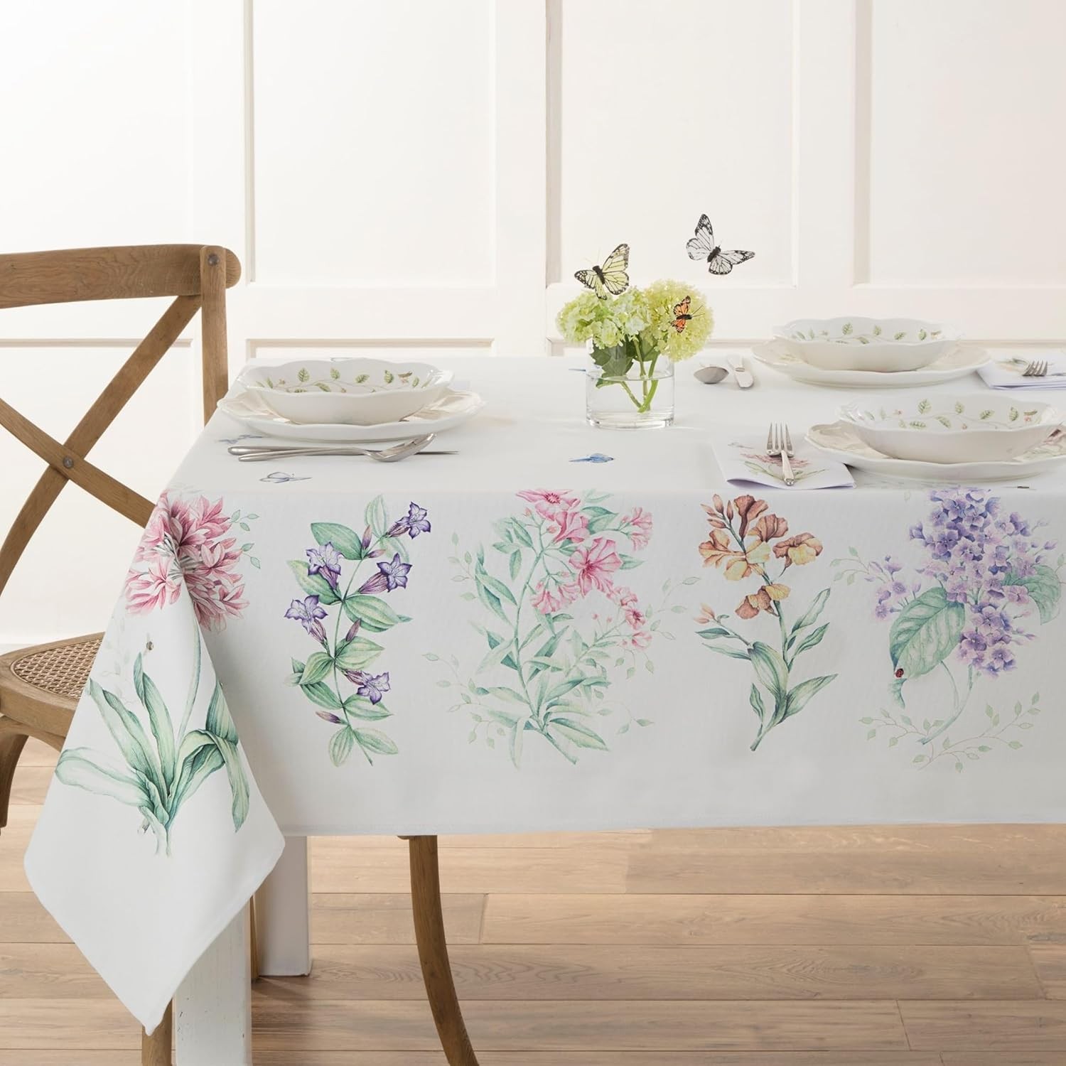 Butterfly Meadow Garden Tablecloth, Multicolor, 60" W x 84" L gallery