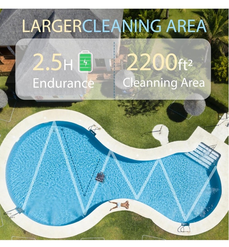 Cordless Robotic Pool Cleaner,Automatic Pool Vacuum Robot up to 2153 sq ft White gallery