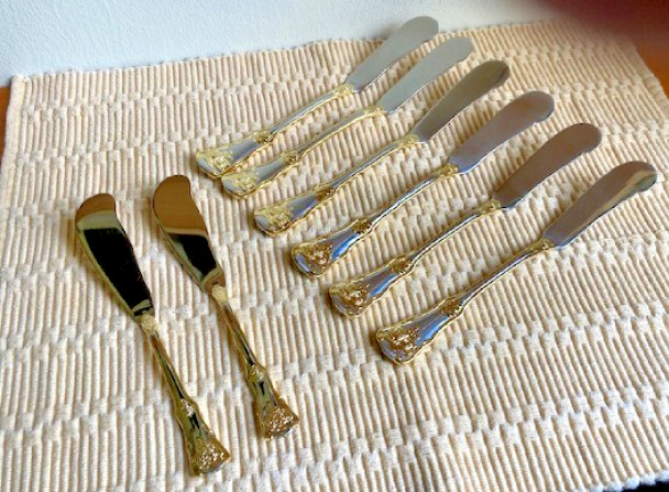 Royal Albert OLD COUNTRY ROSES Gold BUTTER SPREADERS Set of 8 Stainless Flatware gallery
