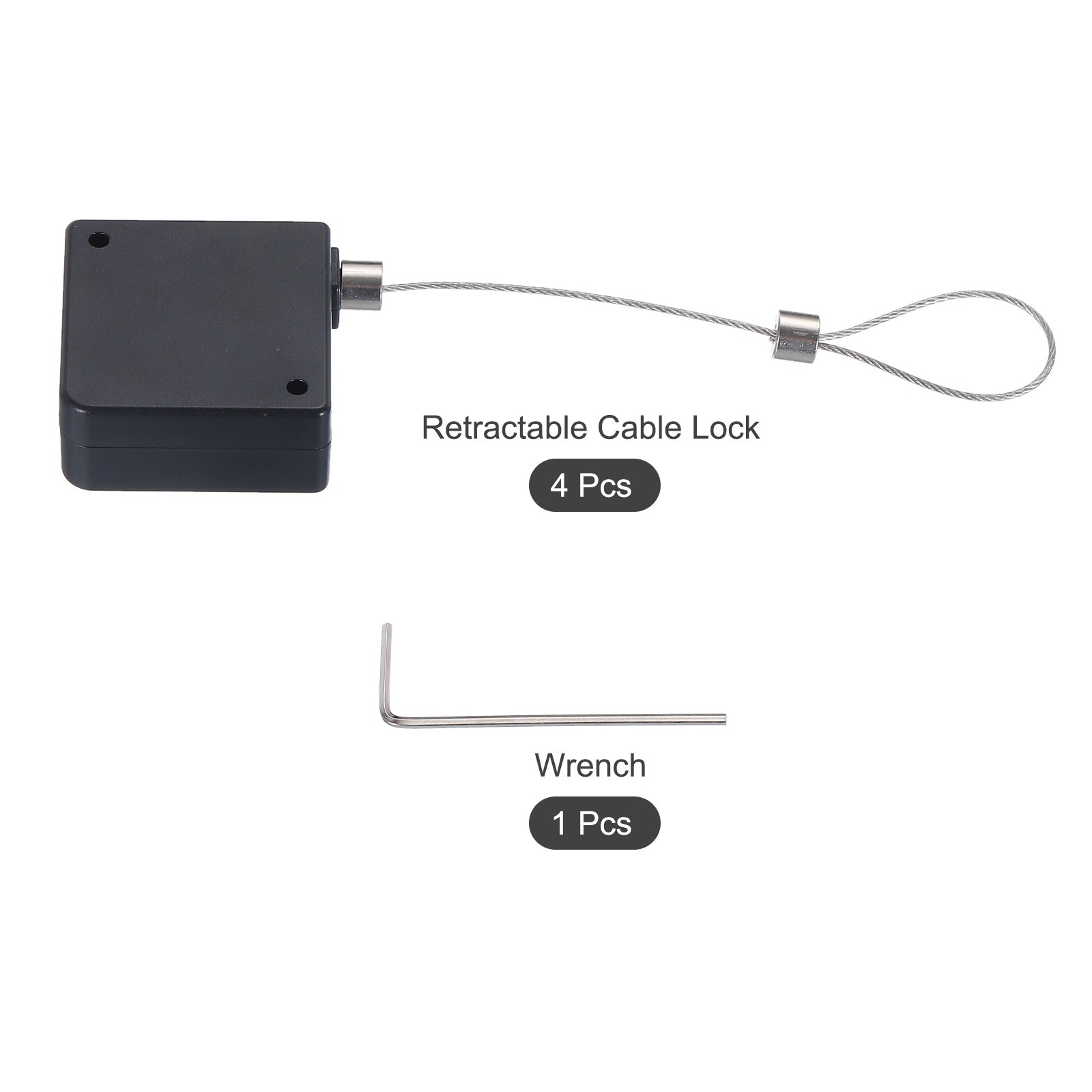 4Set Retractable Cable Lock with Double-Sided Adhesive Remote Lock 600g Black gallery