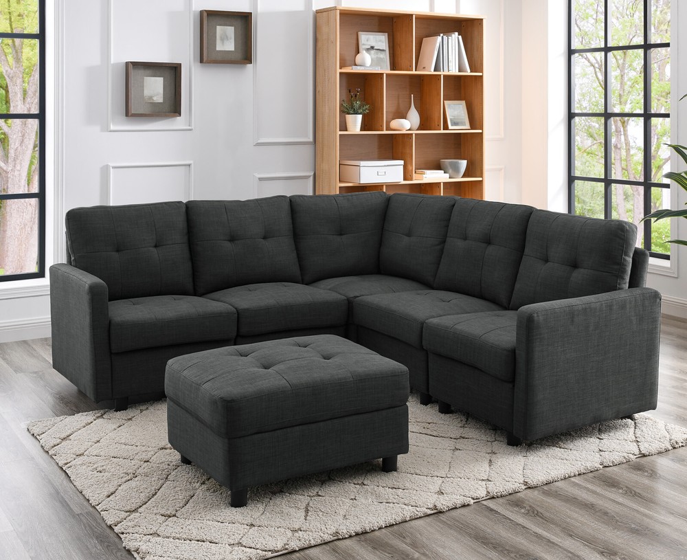 Modern Modular Sectional Sofa Couch Fabric Upholstered Sofa Set Living Room US