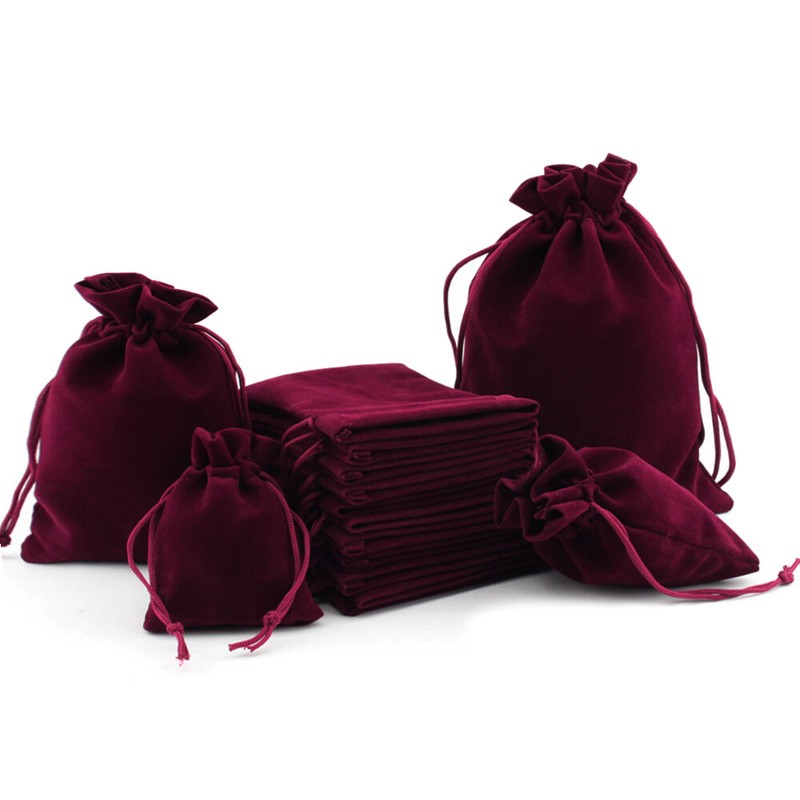 25-100pc Wholesale Gift Pouch Drawstring Velvet Flannel Jewelry Drawstring Bags gallery