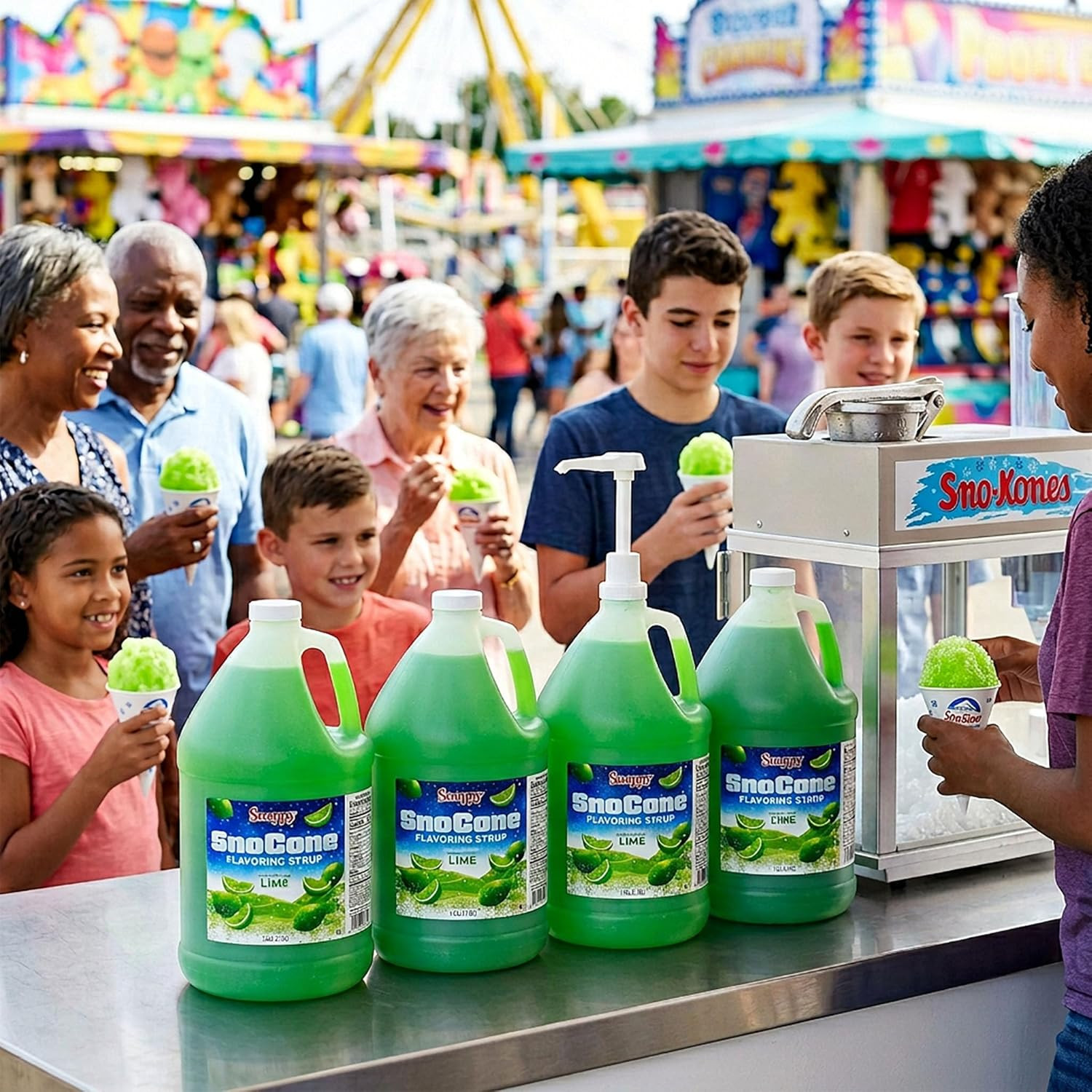 Lime Sno Cone Syrup 4-Pack, 1 Gallon - Perfect for Snow Cones & Shaved Ice gallery
