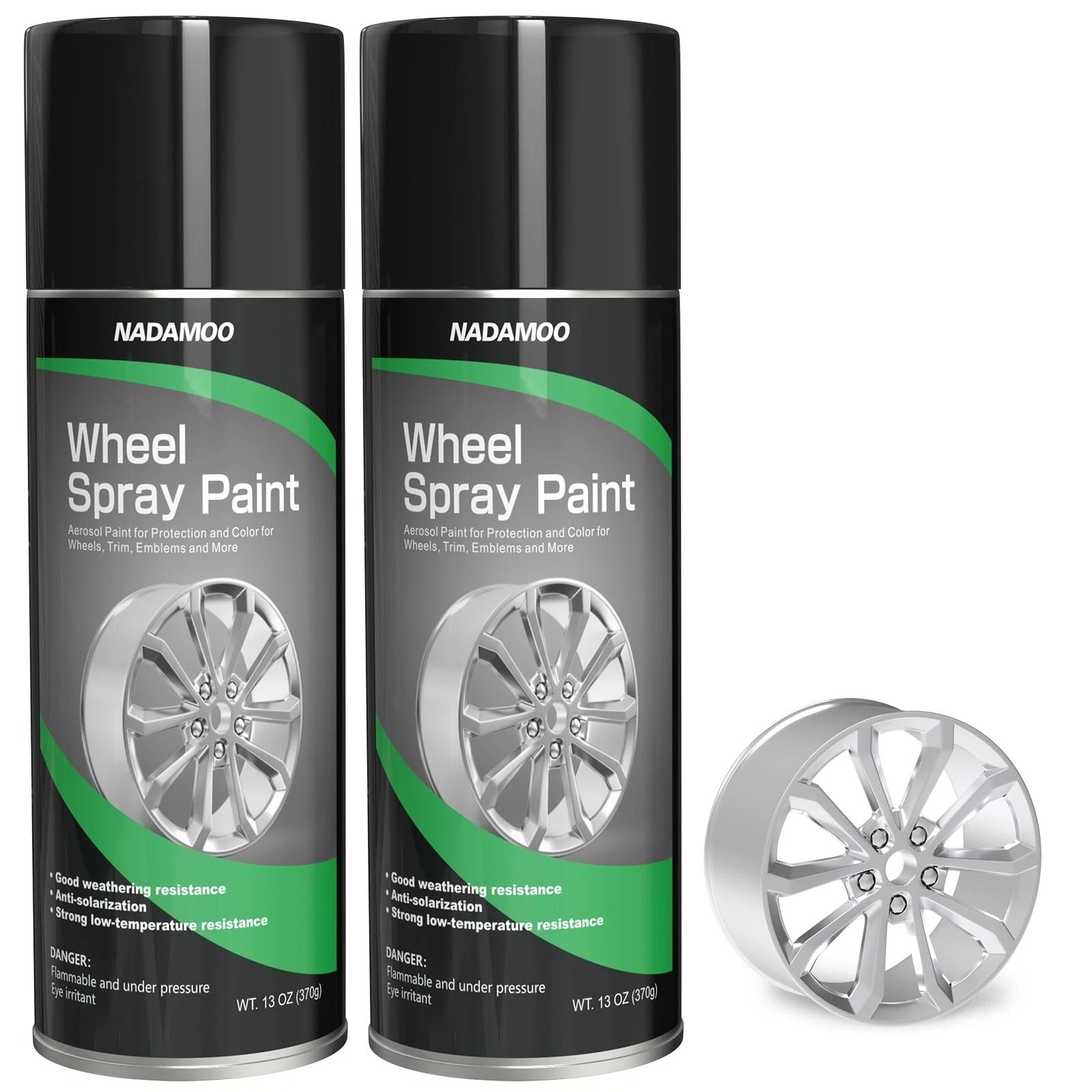 Aluminum Wheel Spray Paint, Semi-Gloss, 2 Cans, 13 Oz Each - For Car Rims gallery