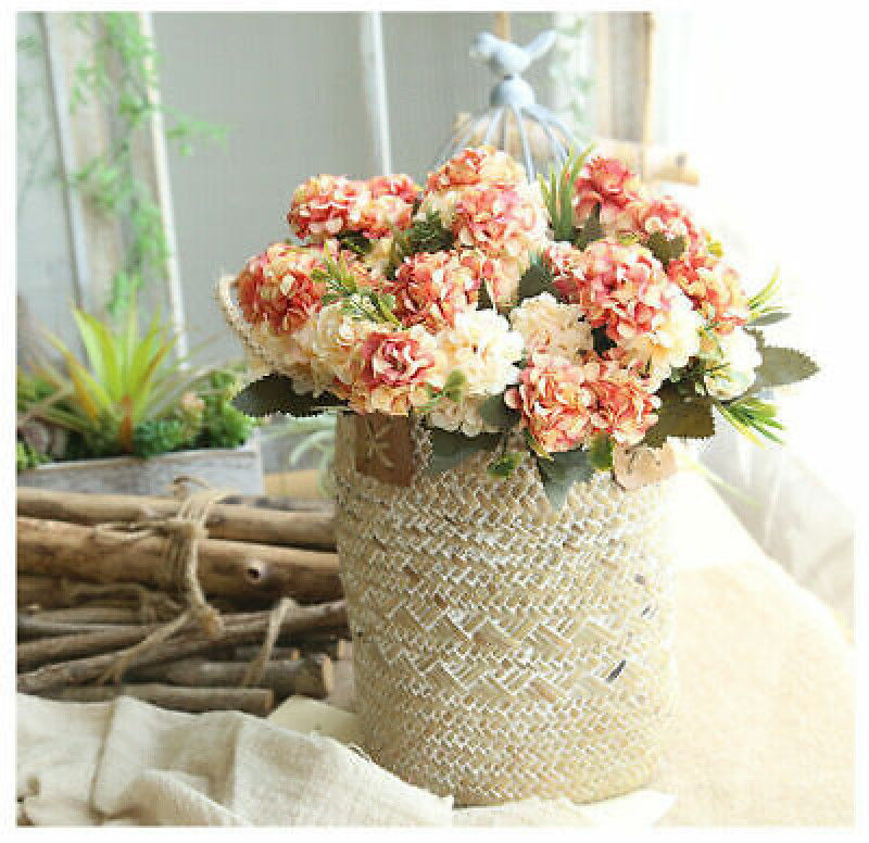 10 Heads Artificial Hydrangea Flowers Silk Bouquet Party Wedding Home Xmas Decor gallery