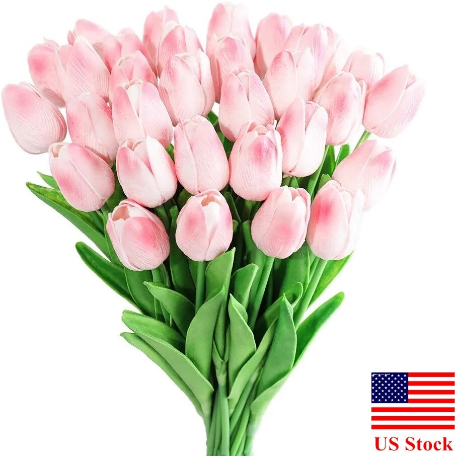 20PCS Artificial Tulip Flowers False Fake Bouquet Real Touch Home Wedding Decor gallery