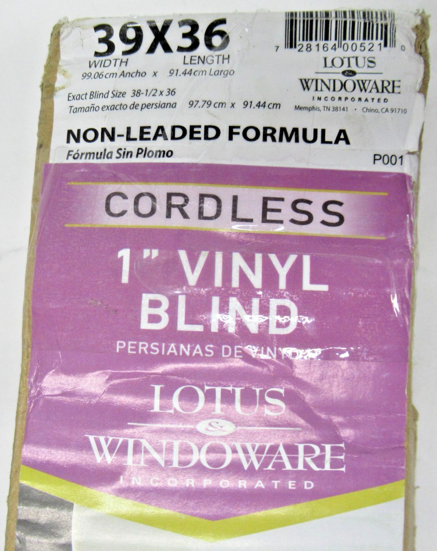 LOTUS & WINDOWARE 1" Vinyl Blind, White, 39"x36" gallery