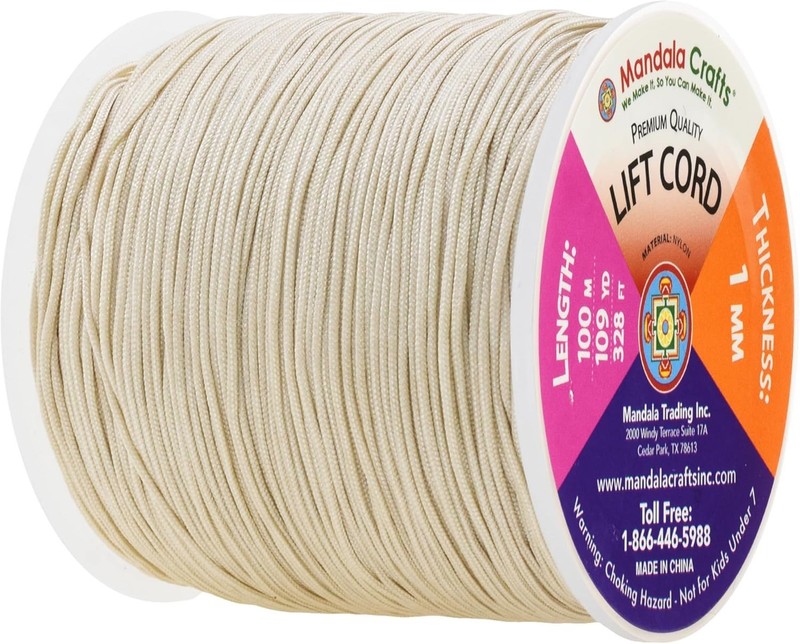 1mm Egg Shell Blind Strings Lift Shade Cord - 109 Yards Braided Nylon Cord fo... gallery