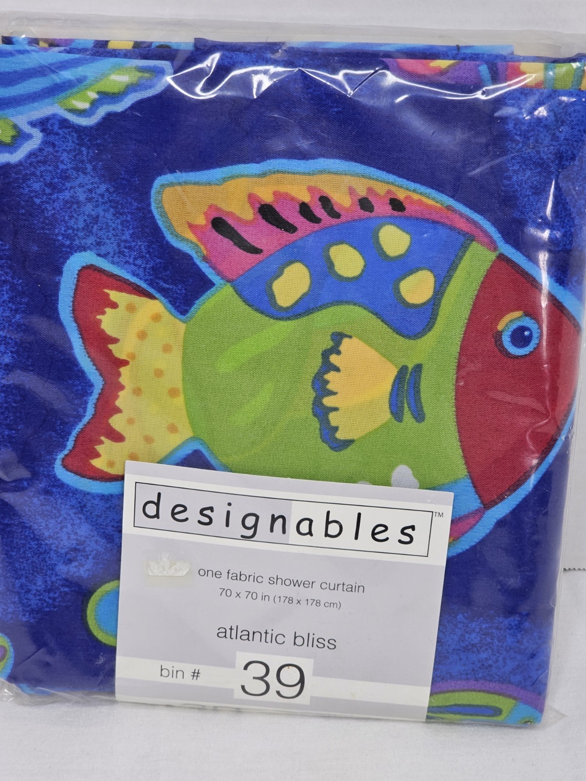 Designables Atlantic Bliss Fish Ocean Scene Fabric Shower Curtain 70"x70" NIP gallery