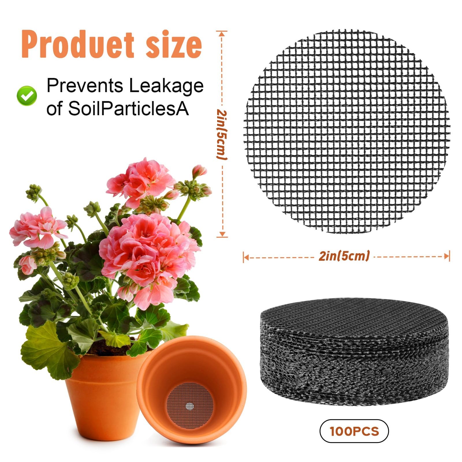 Taefuwr 100PCS Bonsai Pot Bottom Grid Mat Mesh,2-Inch Round Flower Pot Draina... gallery