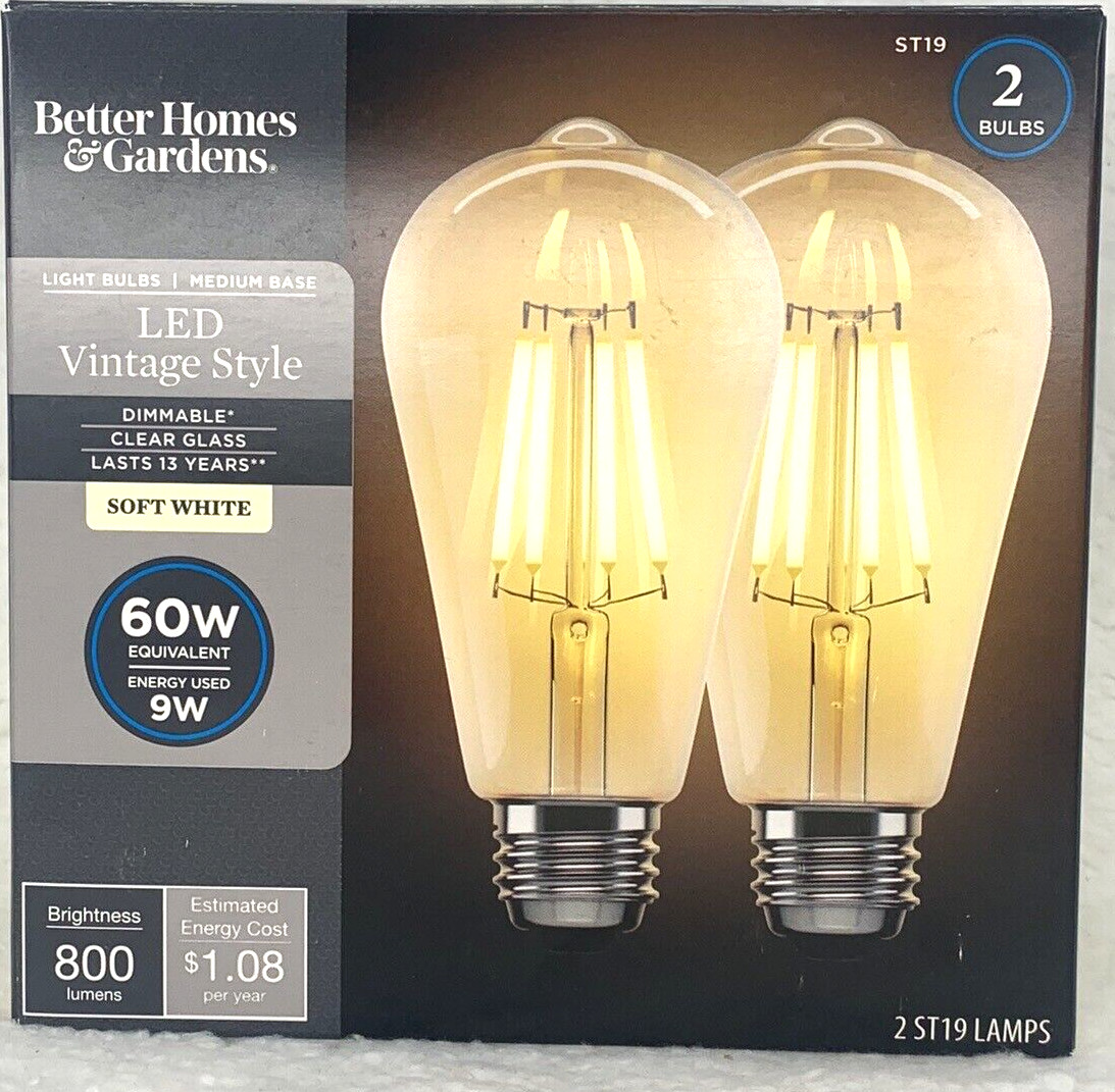 Better Homes ST19 Light Bulb LED Vintage Style 60W-9W 2-Pk Dimmable Soft White gallery