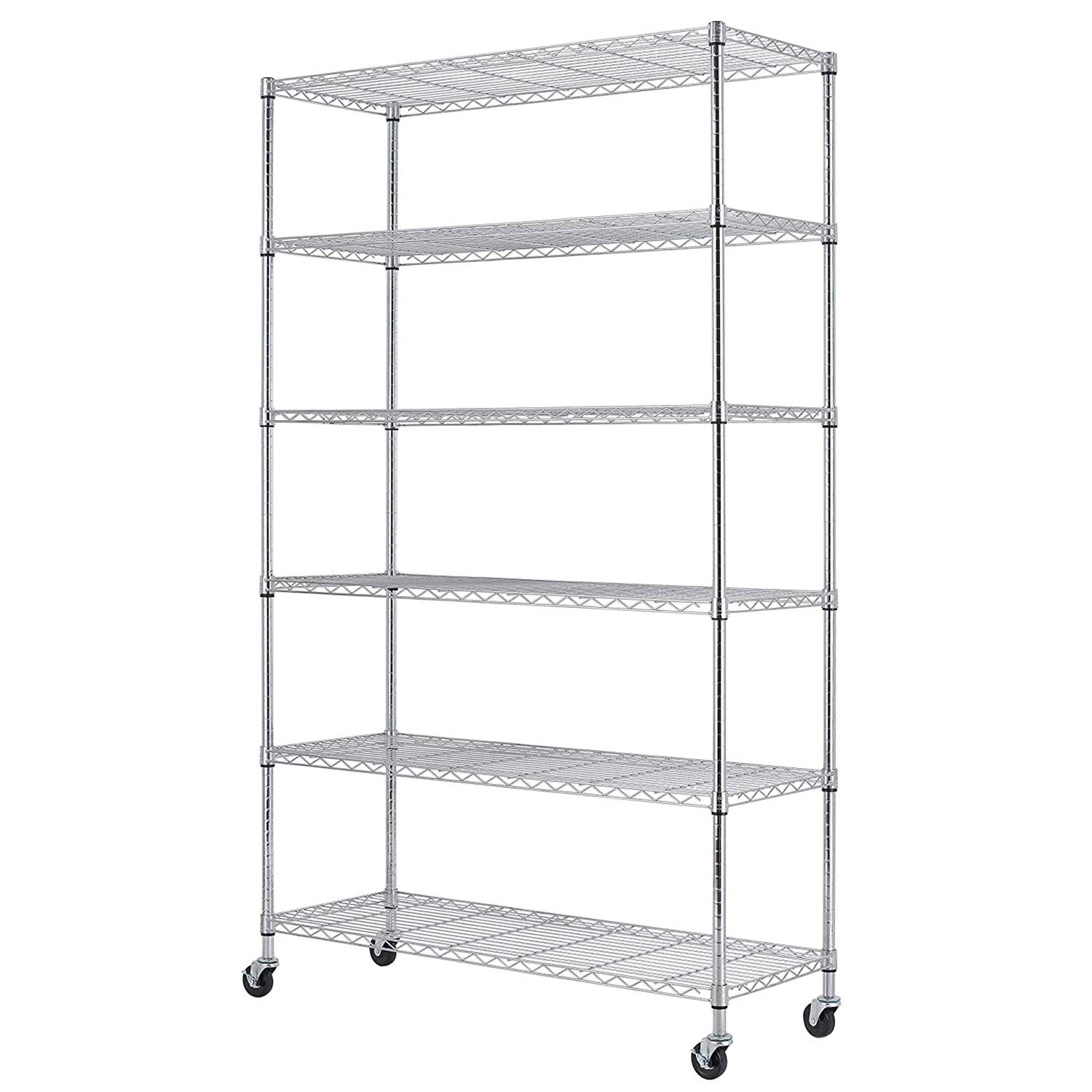 Fdw 18X48X82 Inch Wire Shelving Unit Wheels Steel 6 Tier Heavy Duty Layer Rack gallery