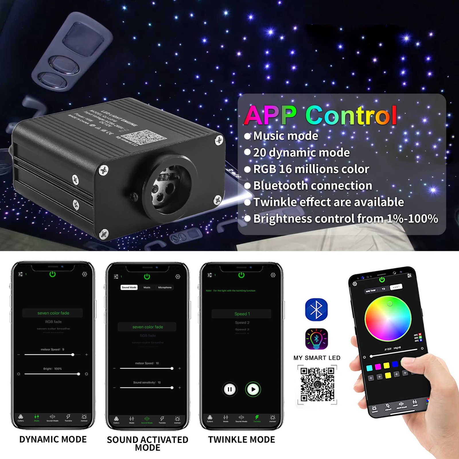 16W Compact Size Fiber Optic Light Box for Starlight Headliner, Twinkle & Mus... gallery