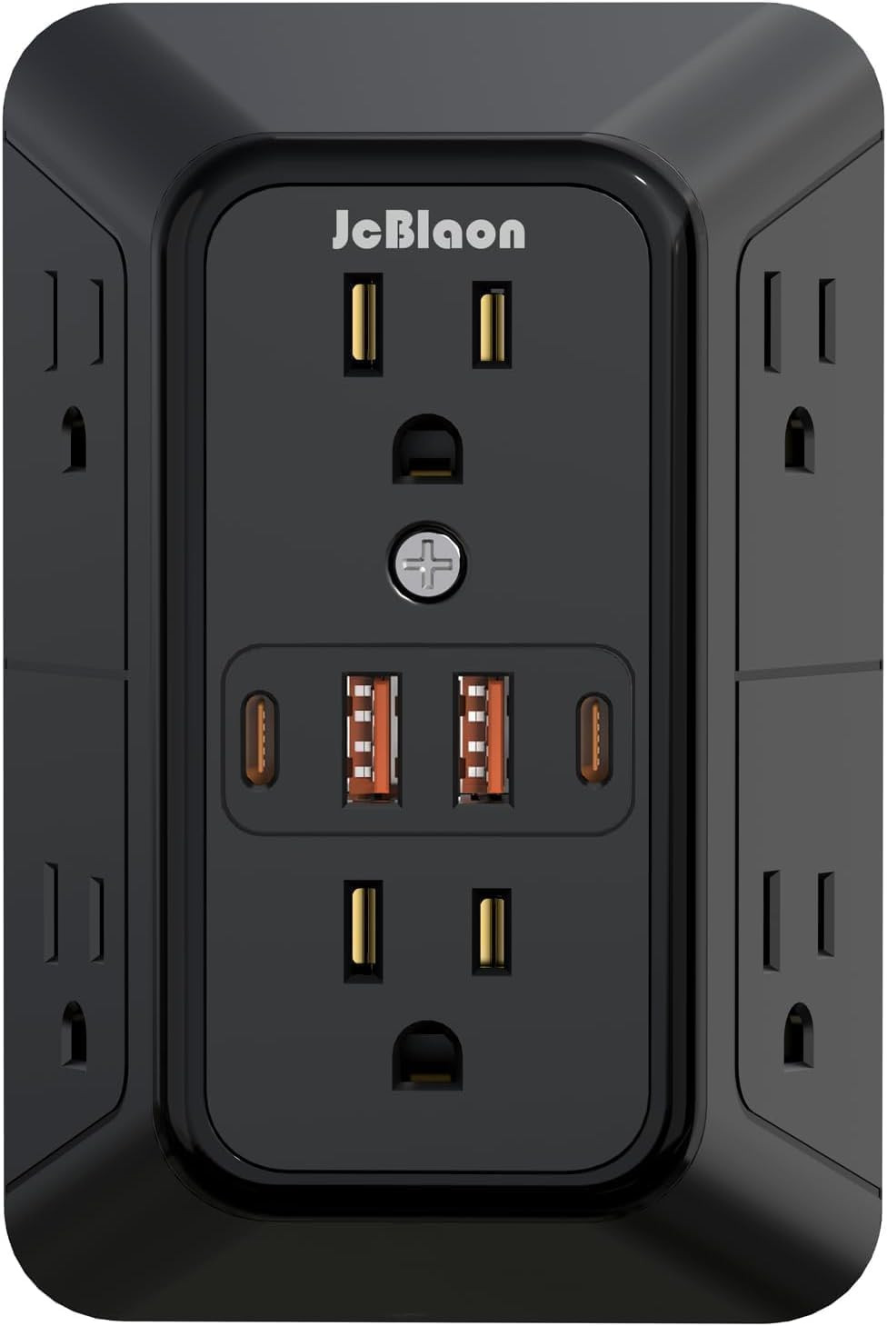 6 Outlet Surge Protector Wall Adapter – Multi Plug Extender w/4 USB Ports, Black gallery