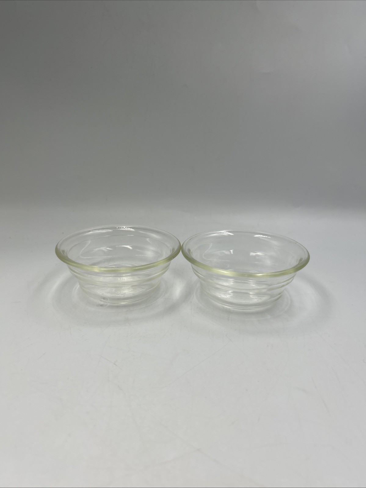 Vtg Glasbake USA #58 Beehive Ribbed Clear 6oz Betty Jane Cup Ramekin Set Of 2 gallery