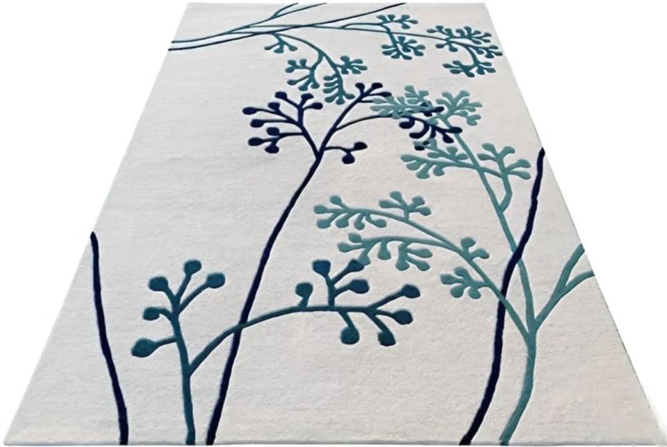 Hand Tufted Modern Beige Wool & Viscose Area Rug Handmade Carpet for Home Decor gallery
