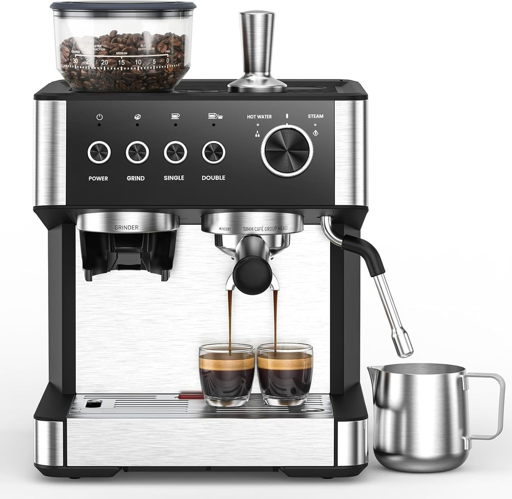 Electactic 15 Bar Espresso Machine Built-In Grinder Milk Frother Open Box