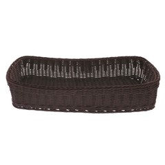 HUBERT Storage Basket, Rectangular Brown Plastic Wicker – 20 7/8 L x 10 5/8 W x