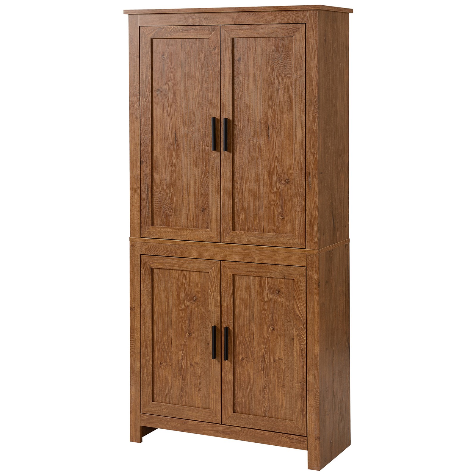 64" 4-Door Kitchen Pantry, Freestanding Storage Cabinet w/ 3 Adjustable Shelves gallery