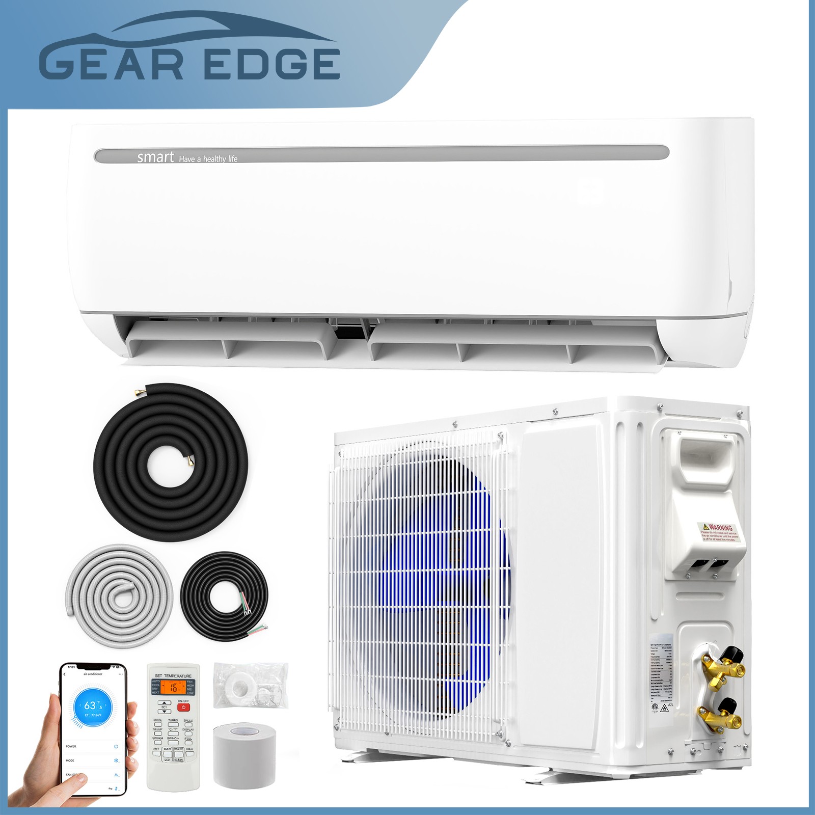 12,000 BTU Mini Split AC Heat Pump System Wi-Fi Enabled 20 SEER2 115V gallery