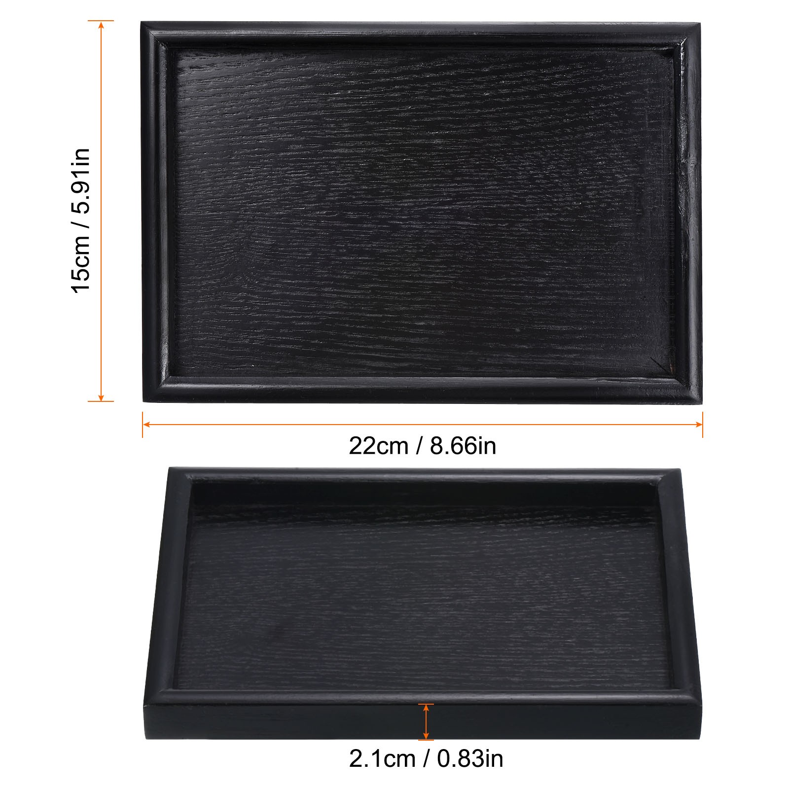 9"x6" Wood Serving Tray Rectangle Decorative Platter Home Kitchen Table Black gallery