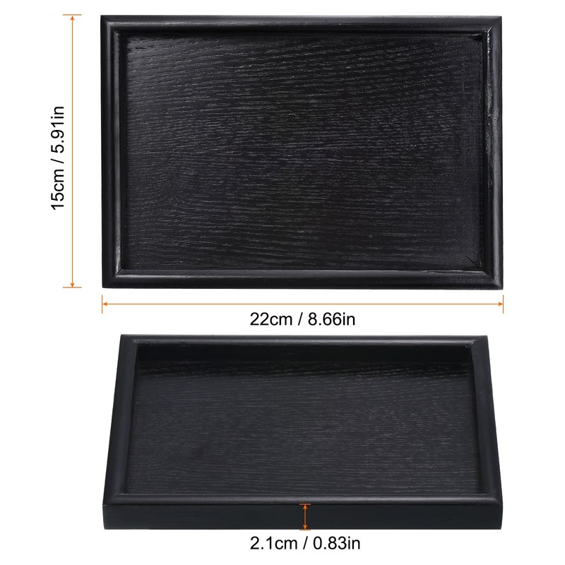 9"x6" Wood Serving Tray Rectangle Decorative Platter Home Kitchen Table Black gallery