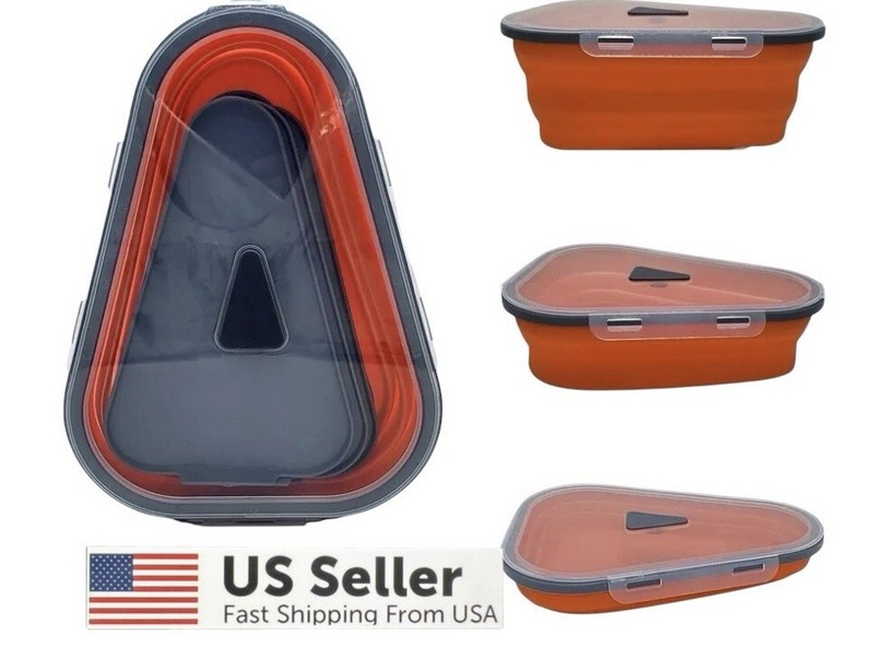 Pizza Storage Container Box Foldable Triangular Reusable Pack Container Multiuse gallery