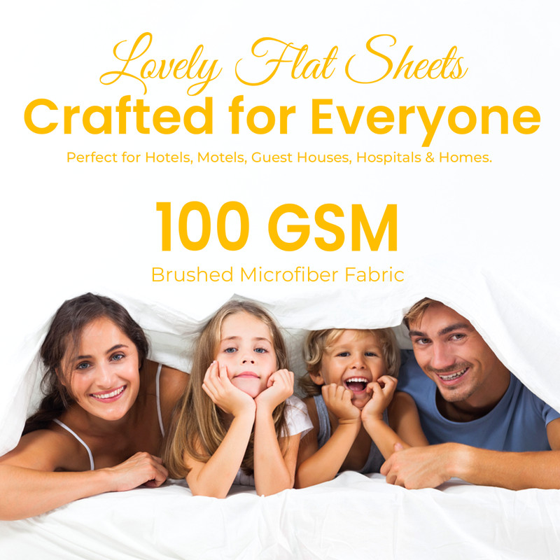 Threads+ Queen Flat Sheet – 100 GSM, 102 x 90, Soft Microfiber, (10 Pack White) gallery