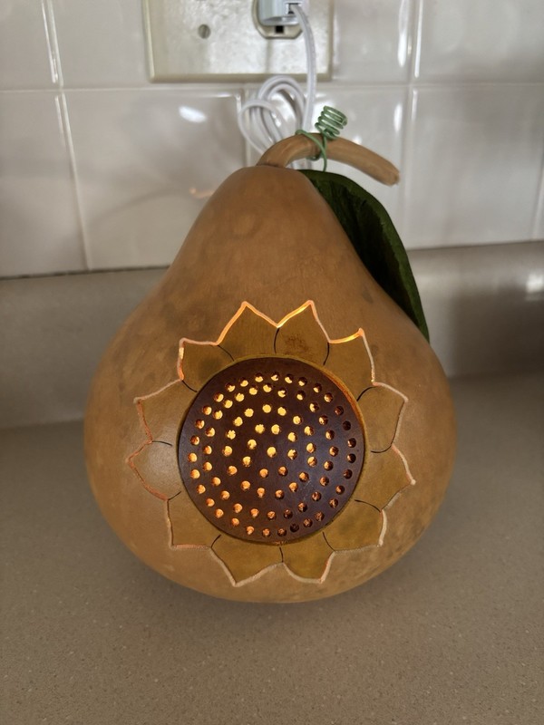 Meadowbrook Gourds Lighted Sunflower Pear Luminary Light NWT Summer Fall Decor gallery