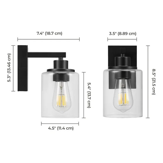 2pk Wall Sconce Lights Battery Rechargeable Globe with Black Base gallery