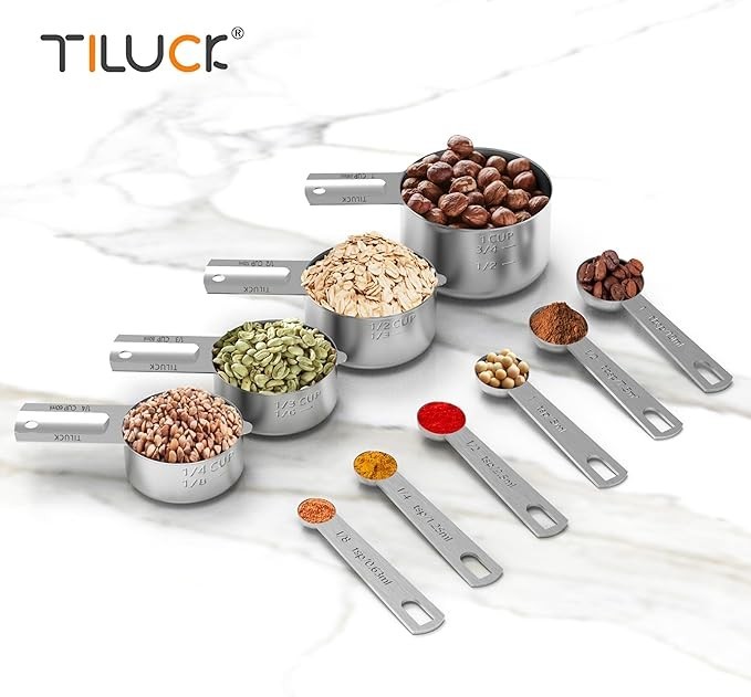 Stainless Steel Measuring Cups & Spoons Set, Cups and Spoons 10 pieces gallery