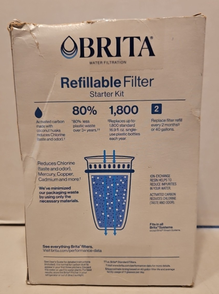 Brita Refillable Water Filter Starter Kit - New (open box) X gallery