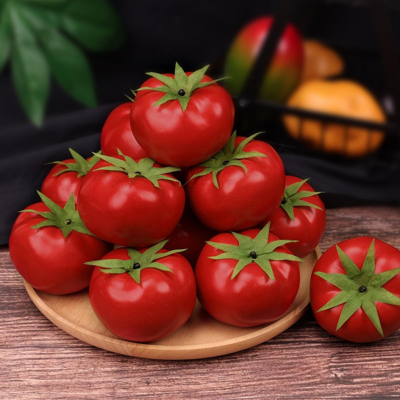 Artificial Simulation Tomato 6 PCS Fake Fruit Vegetable for Home Kitchen gallery