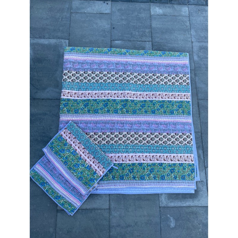 Garnet Hill Patchwork Striped Multicolor Quilt Set Shams Cotton 3 Piece Queen gallery