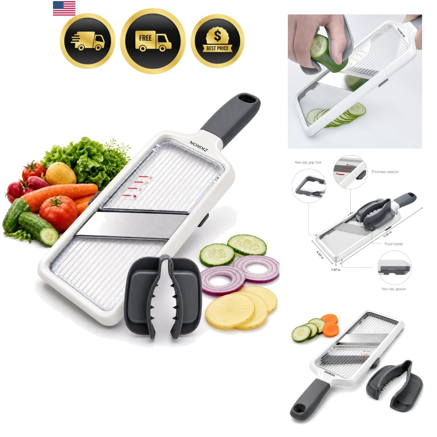 Professional Mandoline Slicer with Adjustable Thickness - Ideal for Kitchen Prep gallery