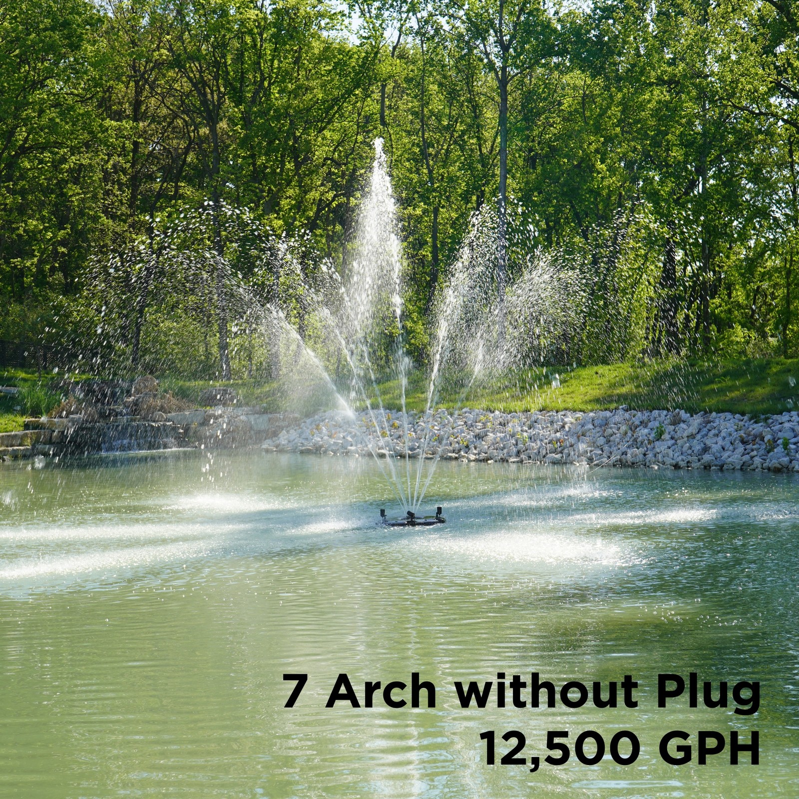 Floating Fountain, 1.5 HP Pump, 100' Cord, 12,500 GPH, Color Lights & Control gallery