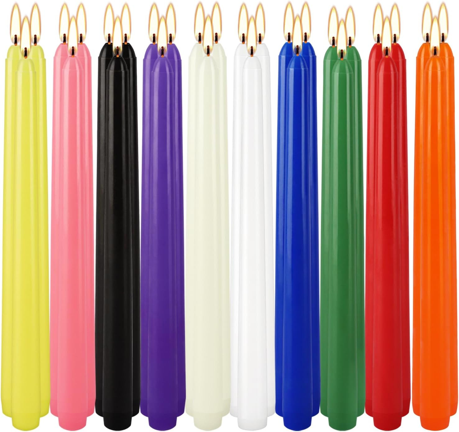 30 Pack 10 Inch Assorted Color Spell Taper Candles –Unscented Dripless,Taper Can gallery
