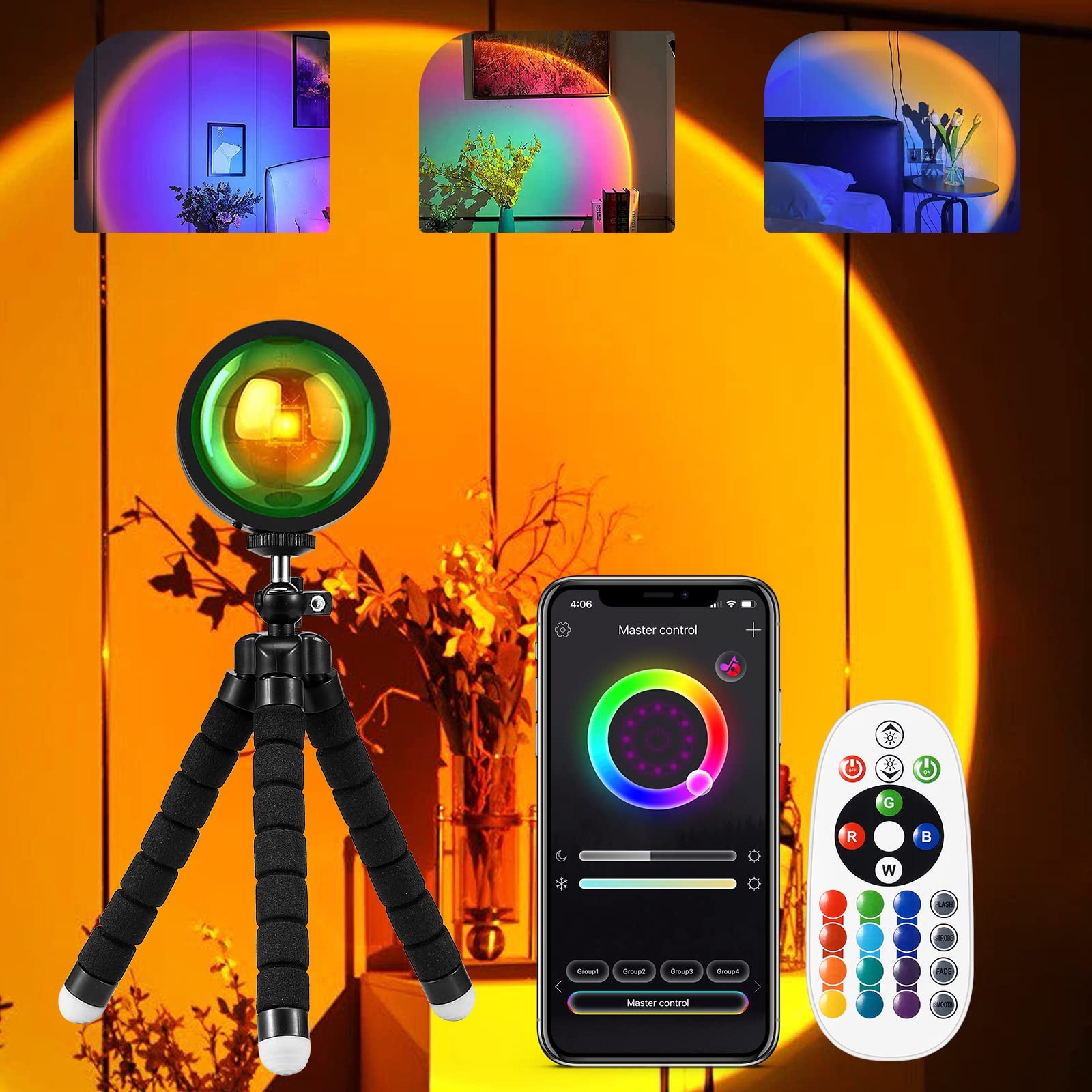 LED Sunset Lamp Projector Multiple Colors APP Remote 360 Rotation Photo Decor gallery