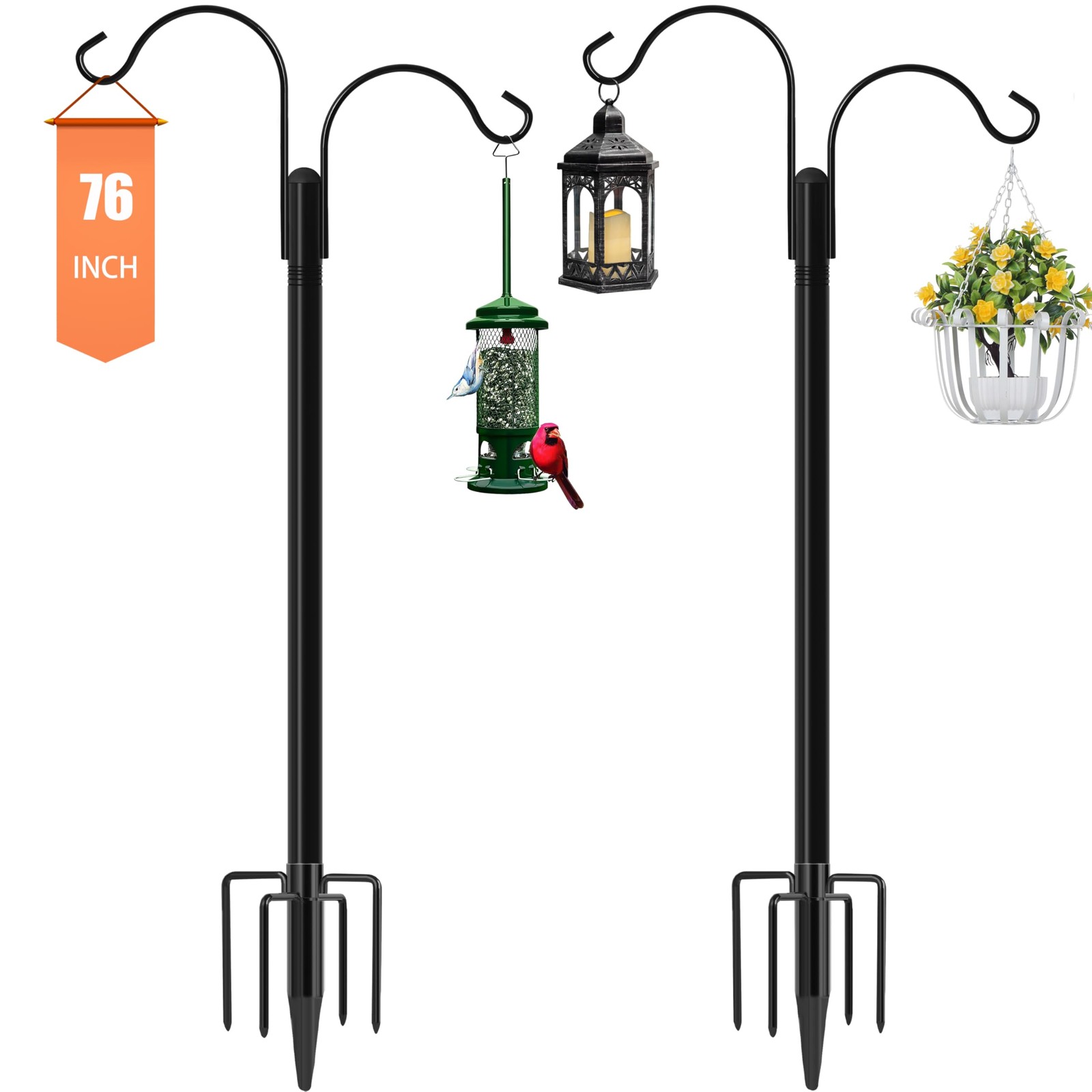 Bird Feeder Pole, 2 Pack 76 INCH Double Shepherds Hooks for Outdoor, Garden P... gallery