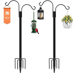 Bird Feeder Pole, 2 Pack 76 INCH Double Shepherds Hooks for Outdoor, Garden P…
