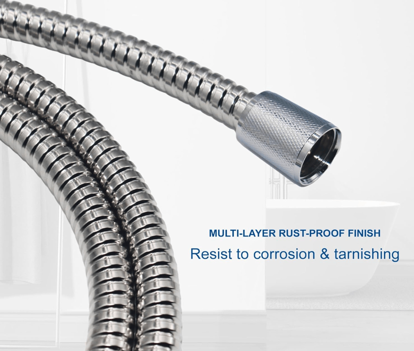 96" Extra Long Stainless Steel Shower Hose w/ Solid Brass Connectors gallery
