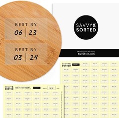 Savvy & Sorted 160 Transparent Clear Labels “Best by” Expiration Labels NEW