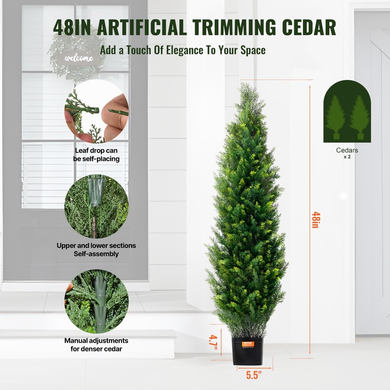 VEVOR 2 Pack 4ft Artificial Cedar Topiary Tree Plant UV Decor Indoor Outdoor gallery
