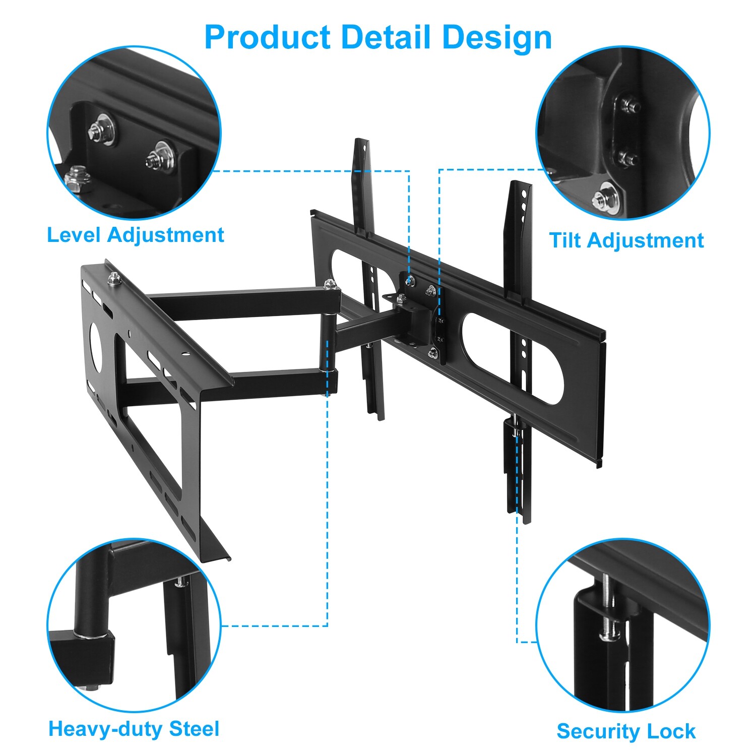 Full Motion TV Wall Mount Bracket LED LCD Flat 37 40 42 46 50 52 55 60 65 70inch gallery