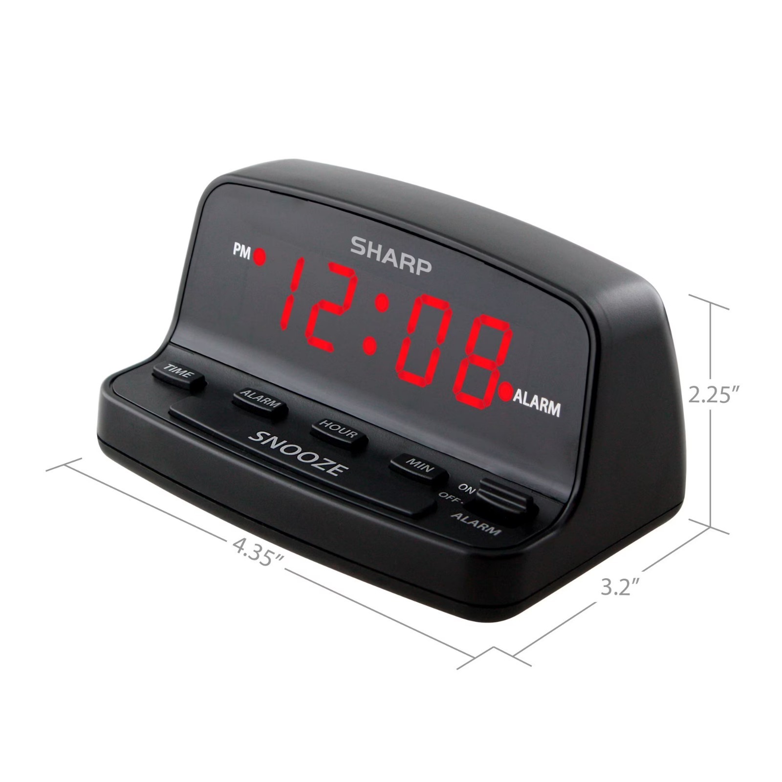 SHARP DIGITAL ALARM CLOCK Loud Alarm Snooze Keyboard Controls LED Display Black gallery