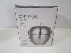 60 Minute Alarm Kitchen Timer, Apple Shaped, No Batteries Needed, Silver.