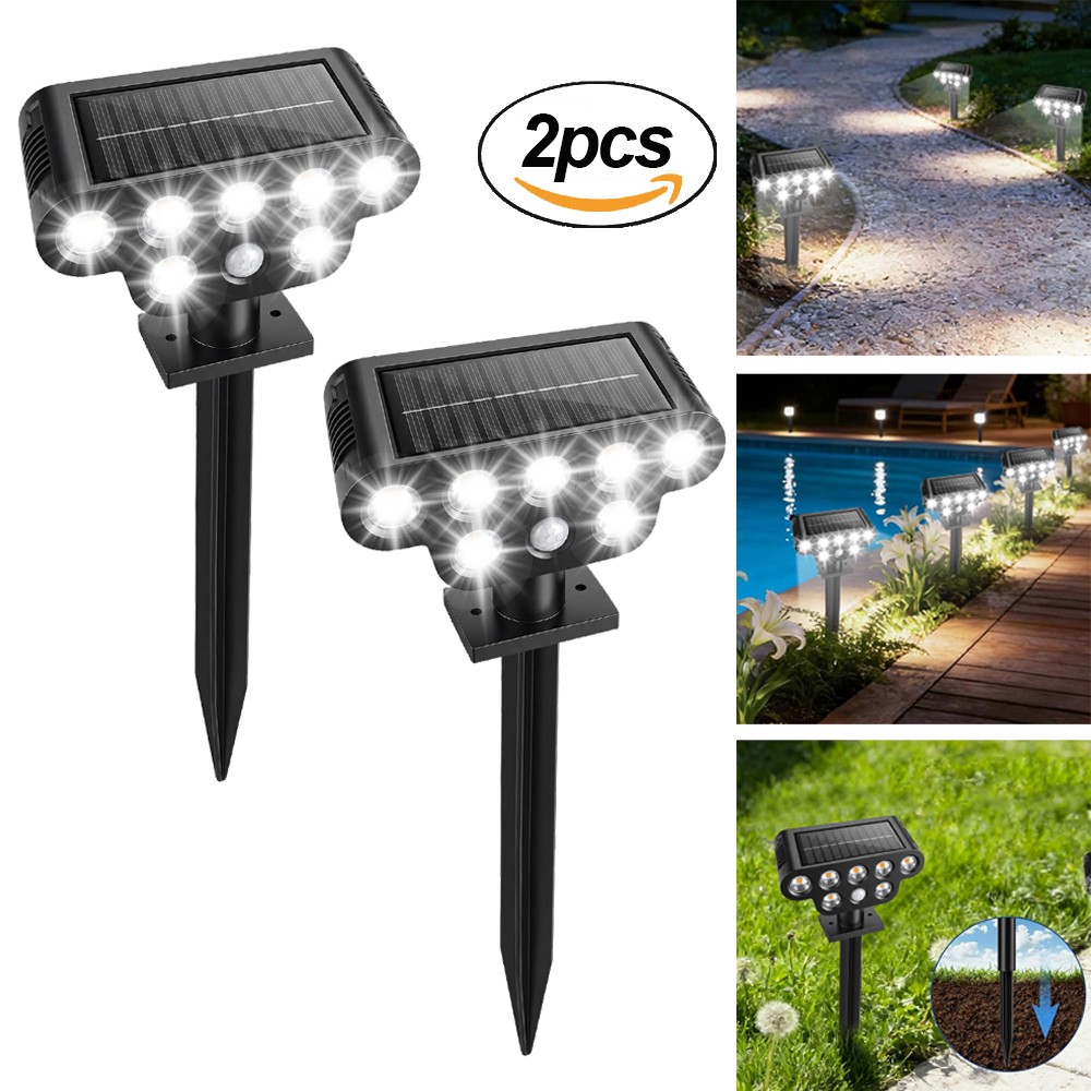 2-Pack Solar Spotlight 7 LED Outdoor Garden Dusk To Dawn Light Waterproof Lamp gallery