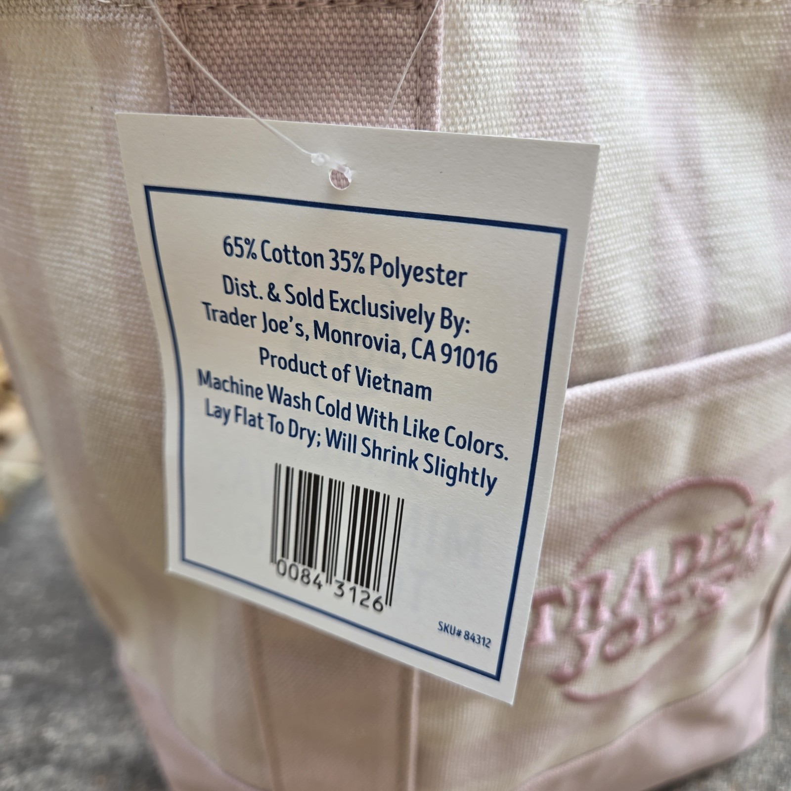 Trader Joe's Limited Mini Canvas Pastel Striped Tote Bag 2026 Pink gallery